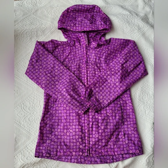 GIRLS SPRING HOODED JACKET LOT: LAND'S END RAIN COAT EDDIE BAUER UTILITY SIZE 7 - Picture 2 of 15